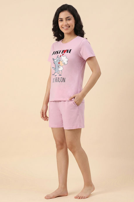 Zivame Farm Lore Knit Cotton Short Set - Winsome Orchid — image 2